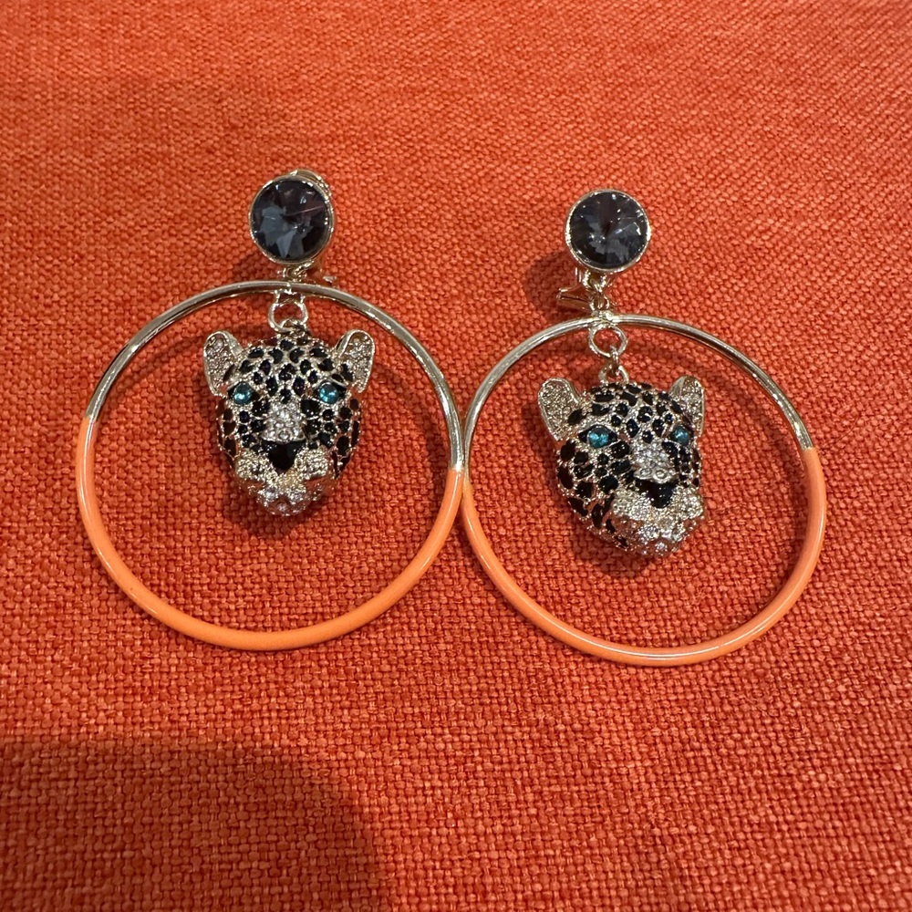 Betsey Johnson Leopard Hoop Earrings
